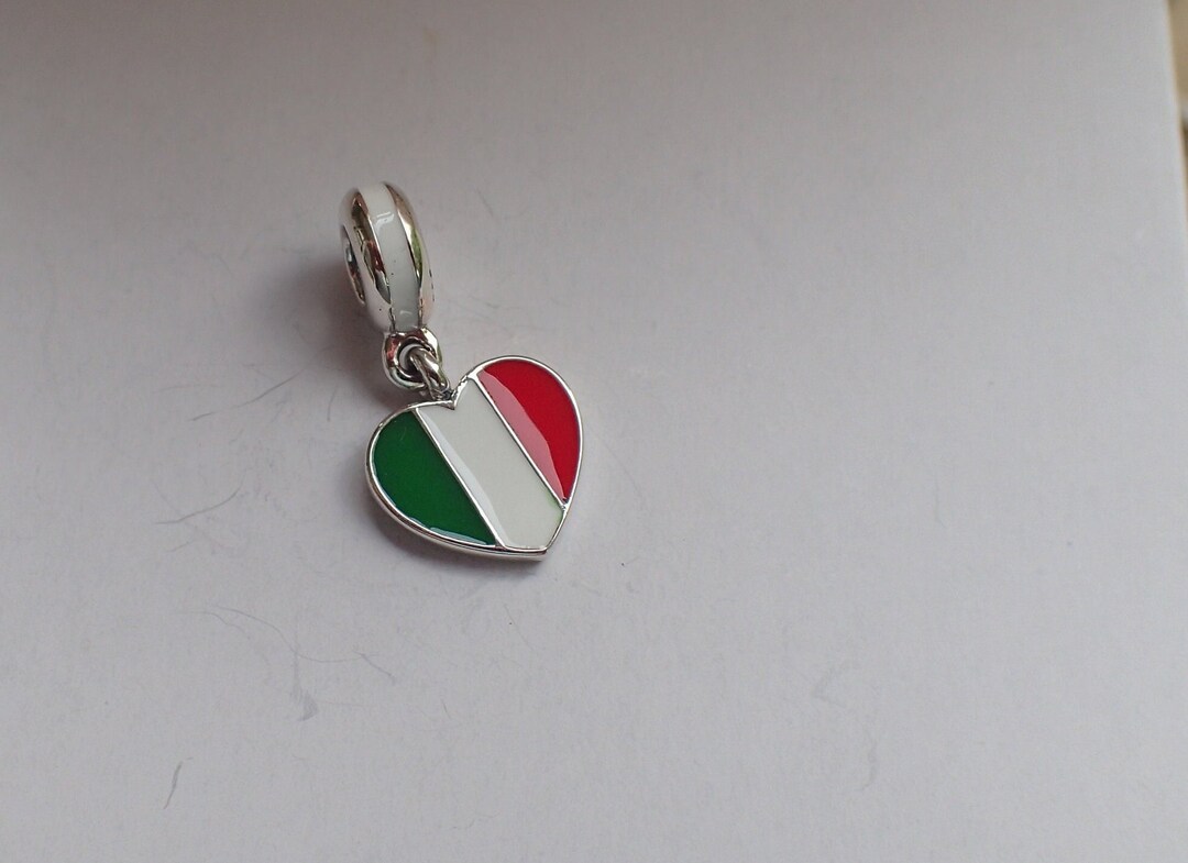 Authentic Pandora Charm Italy Flag Charm tag and Gift Pouch Etsy