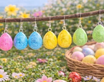 Glitter Easter Egg Earrings – Sterling Silver Hypoallergenic Dangles