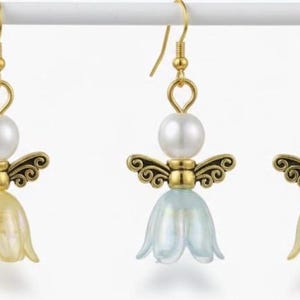 Handmade Pearl Flower Angel Earrings-Floral Easter-Spring Jewelry image 10
