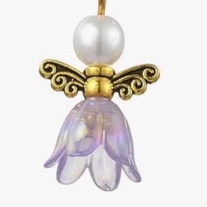 Handmade Pearl Flower Angel Earrings-Floral Easter-Spring Jewelry Purple