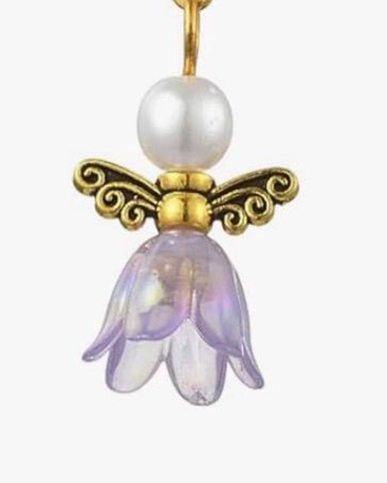 Handmade Pearl Flower Angel Earrings-Floral Easter-Spring Jewelry Purple