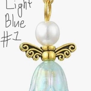 Handmade Pearl Flower Angel Earrings-Floral Easter-Spring Jewelry Light Blue #1