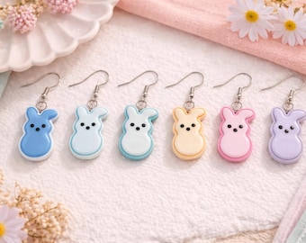 Pastel Peep Bunny Earrings - Easter Jewelry - Springtime Accessories