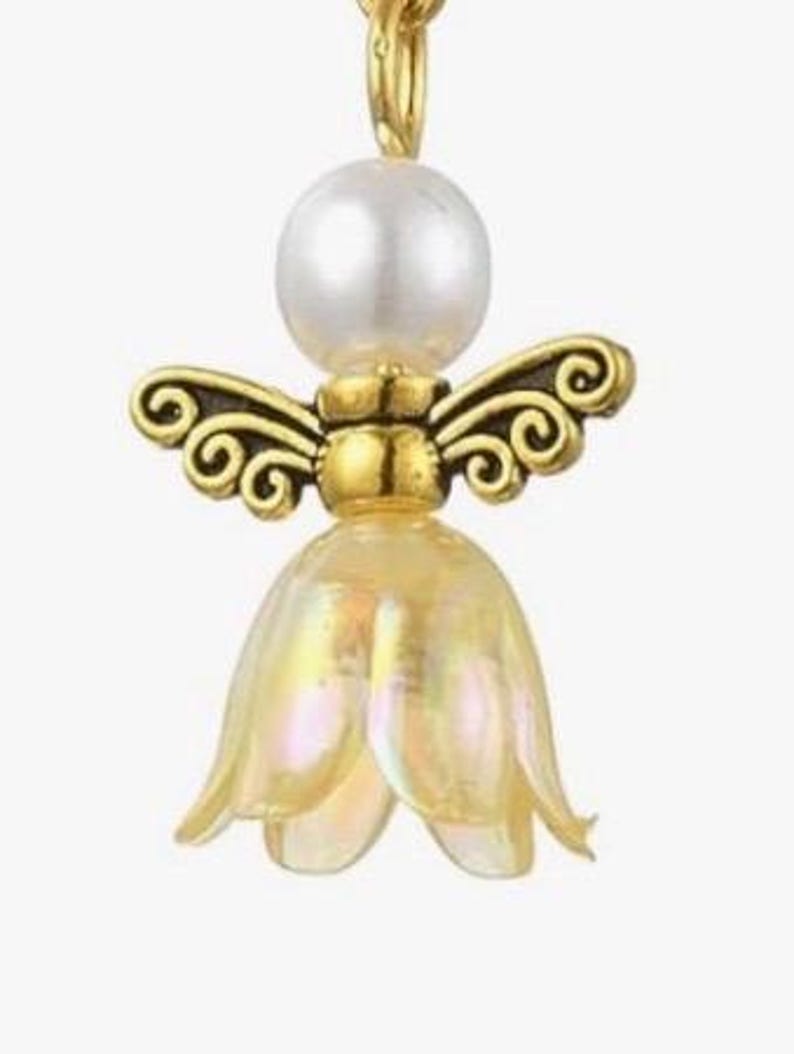 Handmade Pearl Flower Angel Earrings-Floral Easter-Spring Jewelry Yellow