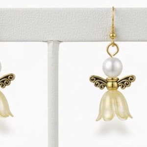 Handmade Pearl Flower Angel Earrings-Floral Easter-Spring Jewelry image 9
