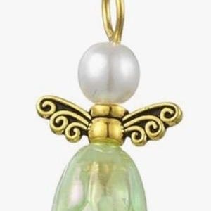 Handmade Pearl Flower Angel Earrings-Floral Easter-Spring Jewelry Light Green