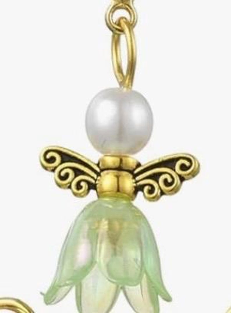 Handmade Pearl Flower Angel Earrings-Floral Easter-Spring Jewelry Light Green