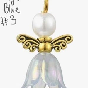 Handmade Pearl Flower Angel Earrings-Floral Easter-Spring Jewelry Light Blue #3