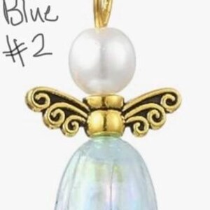 Handmade Pearl Flower Angel Earrings-Floral Easter-Spring Jewelry Light Blue #2