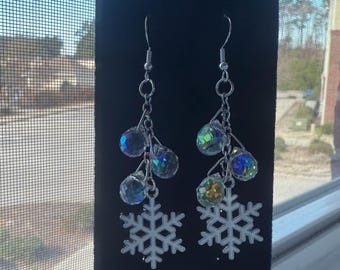 Pendientes de copo de nieve de cristal Swarovski hechos a mano – Accesorios de plata – Conjunto de regalo navideño