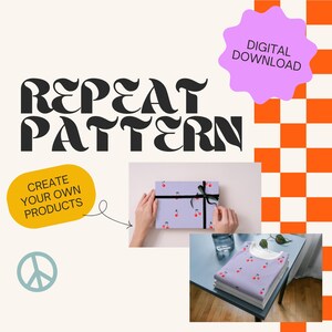 Gift wrap mockup featuring cherry repeat pattern design.