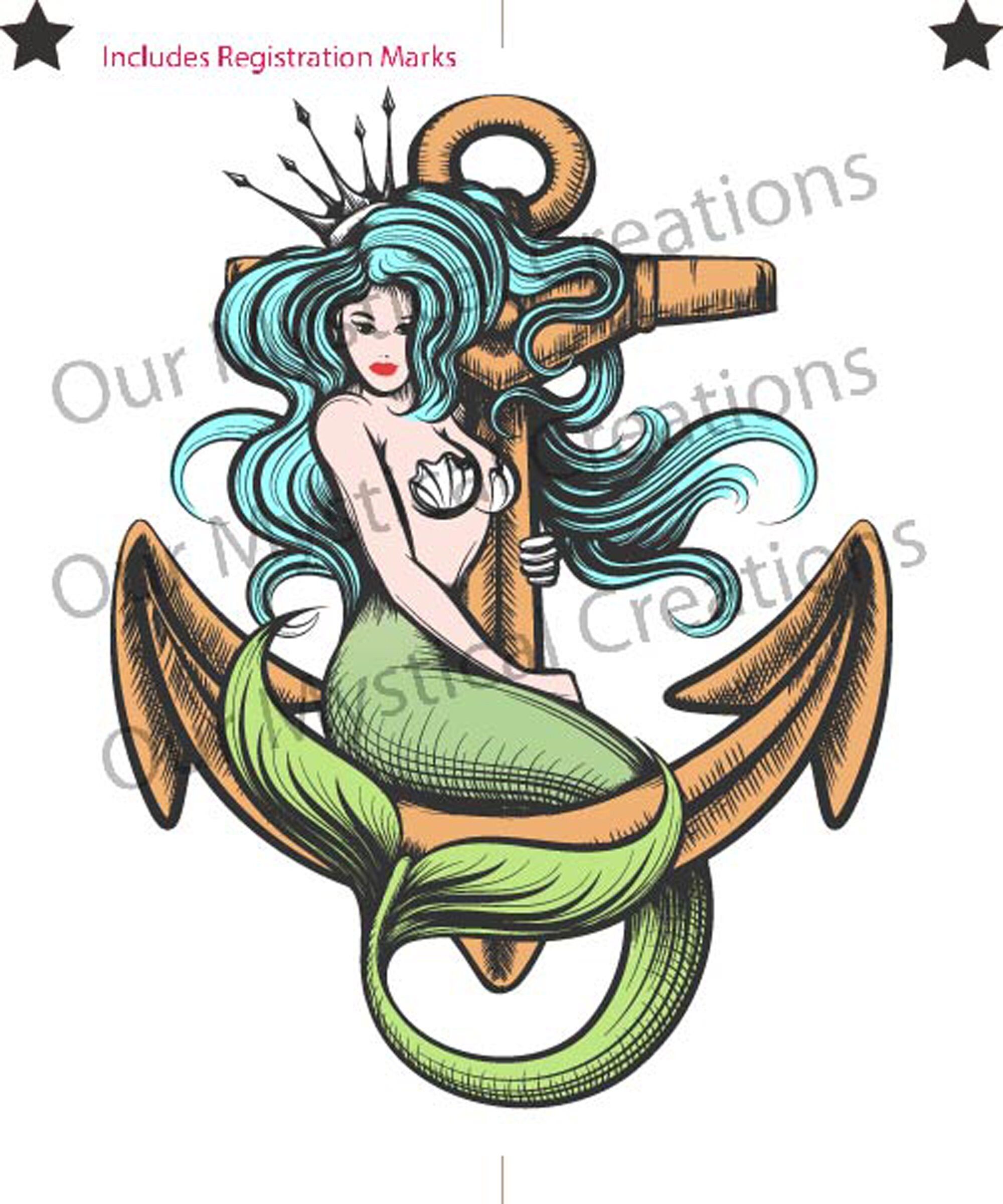 Mermaid on Anchor svg also in the following formats svg dxf | Etsy