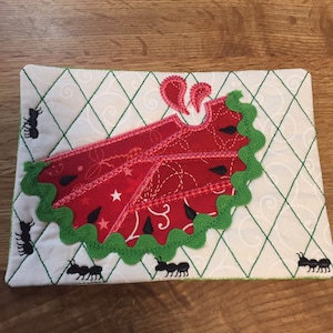 Watermelon and ants summer Mug Rug, coaster, small mat, candle mat