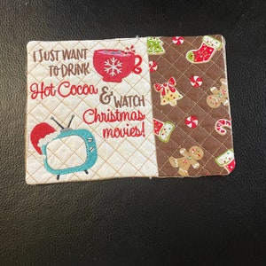 I just want to drink hot cocoa and watch Christmas movies mug rug, coaster, small mat, decor