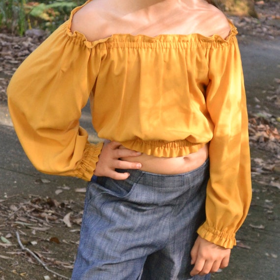 BLUSA CAMPESINA de manga larga / Blusa mostaza -