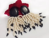Signed MONIES Gerda Lynggaard-PEARL EBONY Black Dress, Evening,Gala, Wedding Earrings Beautiful, Feminine, Classic, Perfection. clip on