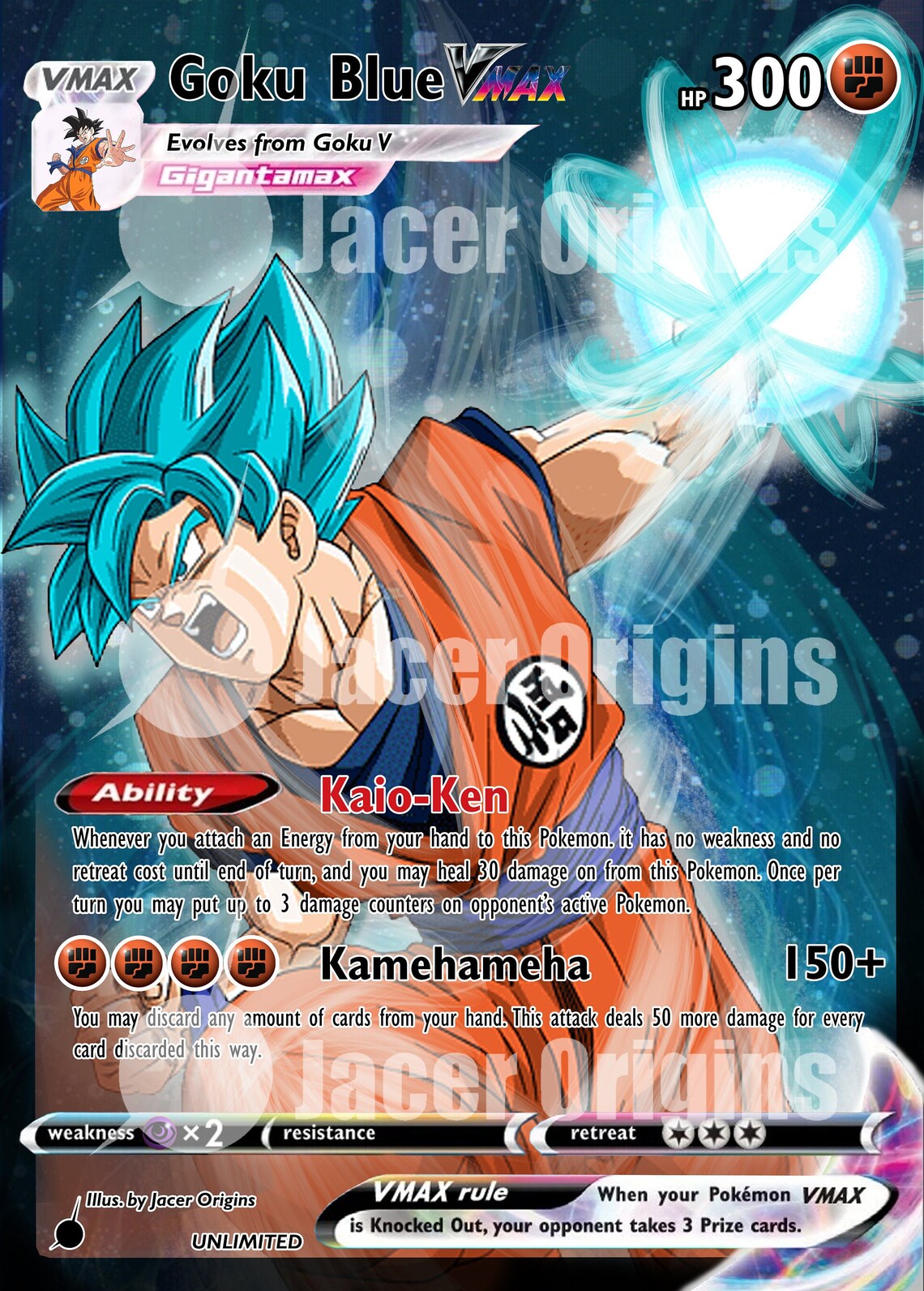 DRAGON BALL X POKEMON Blue Goku Custom Pokemon Holo Card Etsy