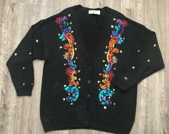 fancy black cardigan
