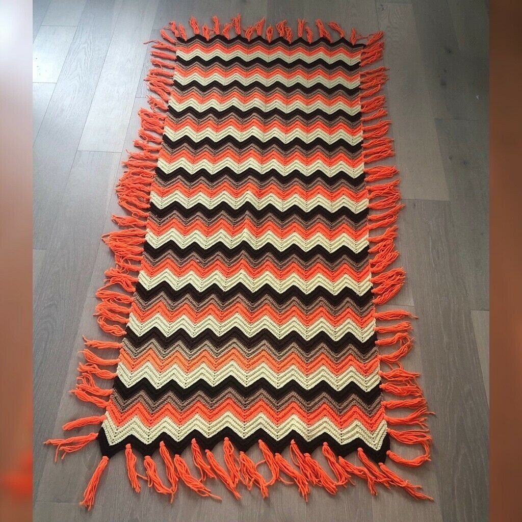 ラグ・カーペット US vintage Granny Blanket Zigzag US vintage Granny Blanket Zigzag