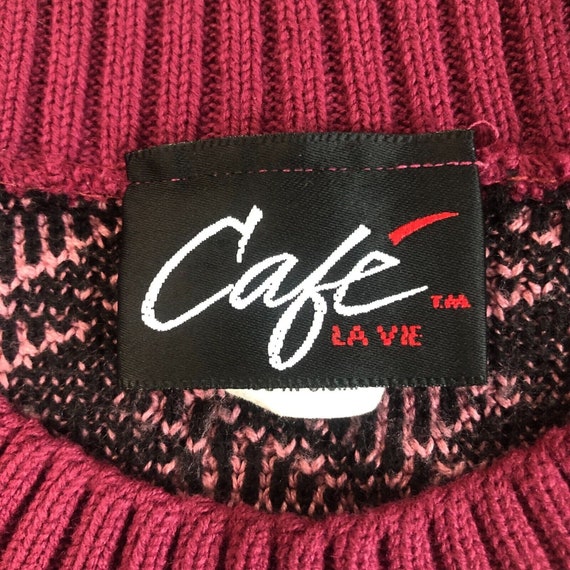 Vintage 90s CottageCore Cafe La Vie Pink Black Gr… - image 4