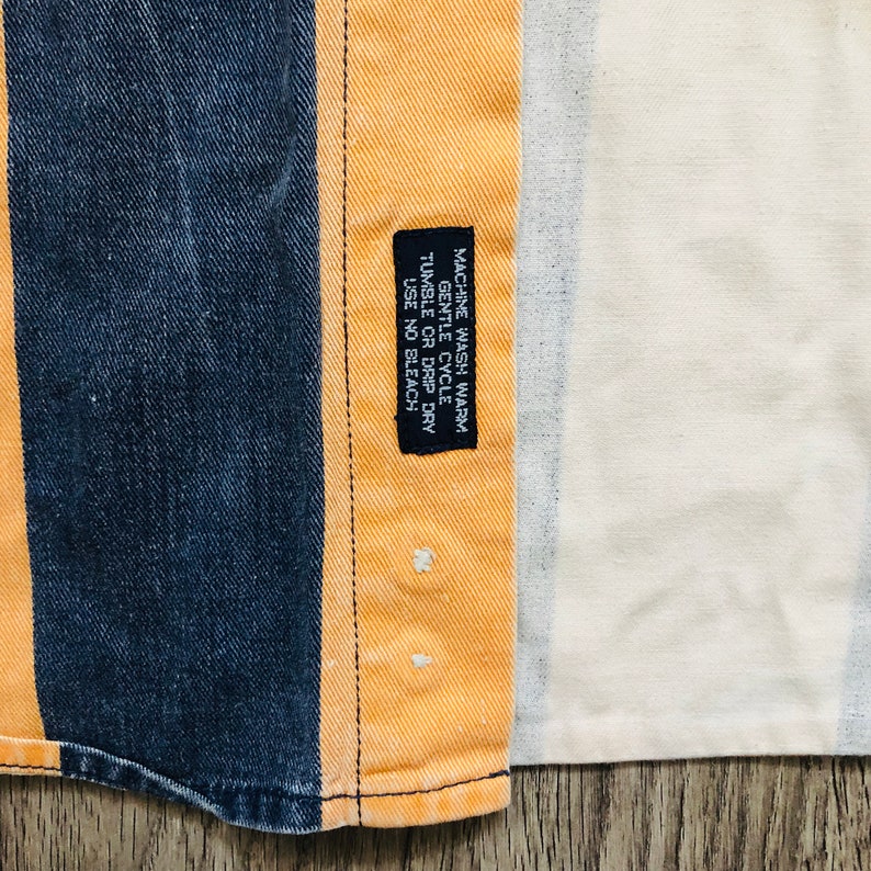 Vintage Cutter /& Buck Orange Striped Denim Chambray Collared Buttondown Casual Shirt Size XL