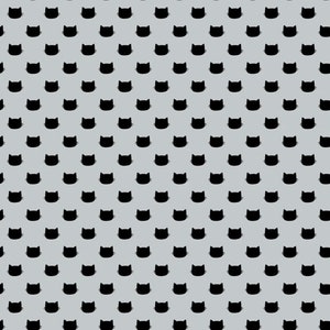 Having Fun Collection by CDS - Cat Polka Dots - Grey Fabric - 1/2 Meter - Cotton Fabric