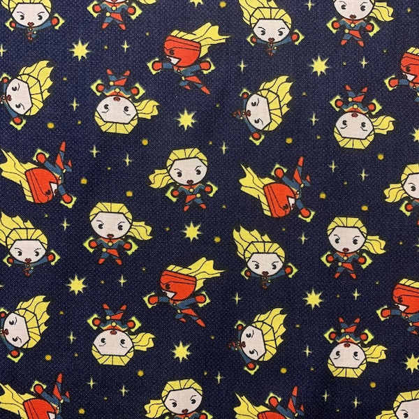 Capitaine Marvel Cotton Fabric - Quilting Cotton by 1/2 meter - 100% Cotton Fabric - Marvel - Avengers - Camelot Fabrics