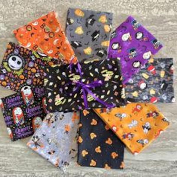 Characters Halloween 10PCS Fat Quarter Bundle - Camelot Fabrics - Cotton Fabric