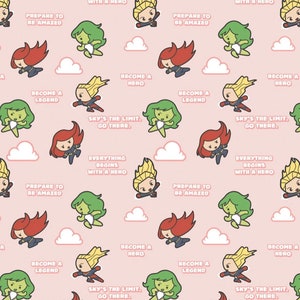 Character Nursery - Hero Girl Power - Pink Fabric - 1/2 Meter - Cotton Fabric
