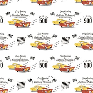 Cars Collection III by Disney-Pixar - Speed Challenge - White Fabric - 1/2 Meter - Cotton Fabric