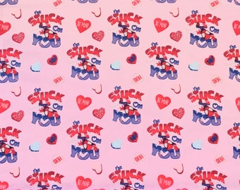 Character Valentine's Day - Spider-Man I'm Stuck on You - Light Pink Fabric - 1/2 Meter - Cotton Fabric