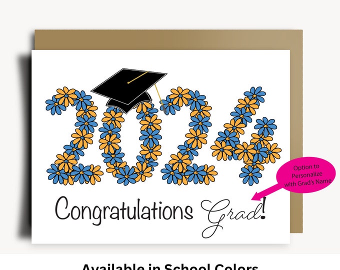 Graduation Card Personalized Graduation Greetingcard Graduation School Colors Graduation Gift Class of 2023 Congratulations  For College