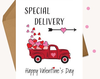 Valentine Card For Grandma Heart Card Red Truck Valentine Card Special Delivery Valentine Card Grandma Valentine Card for Grandchild