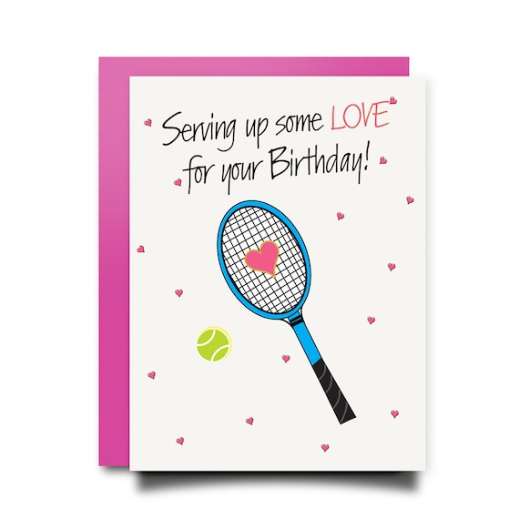 Tennis Birthday Card Cute Birthday Card Funny Happy Birthday Etsy