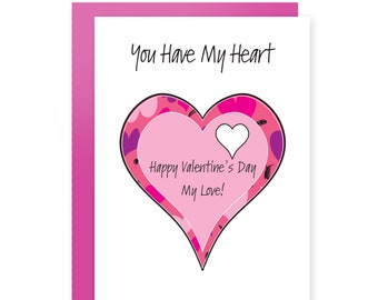 Valentine Card Love Card Romantic Heart Card for Husband Wife Card from Girlfriend Boyfriend Happy Valentine's Day My Love For Him For Her