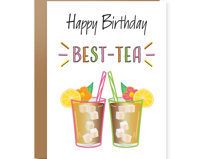 Best Friend Birthday Card BFF Birthday Card Tea Pun Card Funny Birthday ...