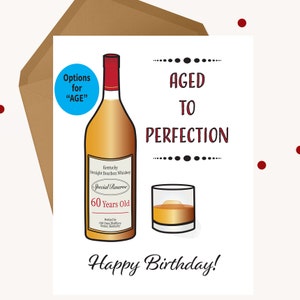 60th Birthday Card Whiskey Birthday Card Funny Birthday Card Aged to Perfection Milestone Birthday Card Birthday Gift for Him Grandfather