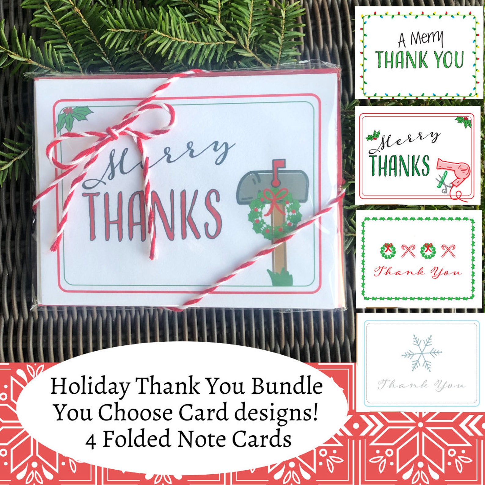 Holiday Thank You Cards Bundle Christmas Thank You Cards | Etsy