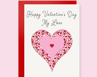 Valentine Card Love Card Romantic Heart Card for Husband Wife Card from Girlfriend Boyfriend Happy Valentine's Day My Love For Him For Her