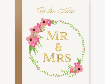 Wedding Card Wedding Day Cards Floral Wedding Card for Couple Wedding Gift Mr & Mrs Card Wedding Gift Bride and Groom Card Congratulations