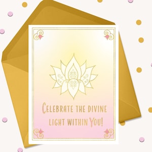 Lotus Flower Card Happy Birthday Buddha Card Lotus Birthday Celebrate Card Friendship Card Zen Yoga Spiritual Card