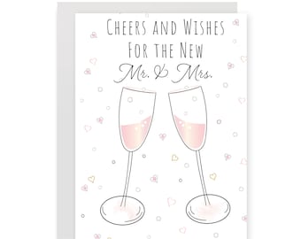 Wedding Card Wedding Toast Card New Mr and Mrs Card Cheers and Wishes For Bride and Groom Card For Wedding