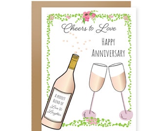 Anniversary Card Personalized Anniversary Card Cheers to Love Card Happy Anniversary Card for Couple Anniversary Gift