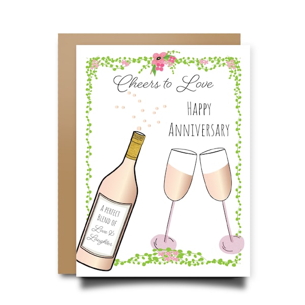 Anniversary Card Personalized Anniversary Card Cheers to Love Card Happy Anniversary Card for Couple Anniversary Gift