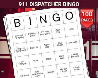 911 Dispatcher Bingo Cards - 100 Pages to Download and Print