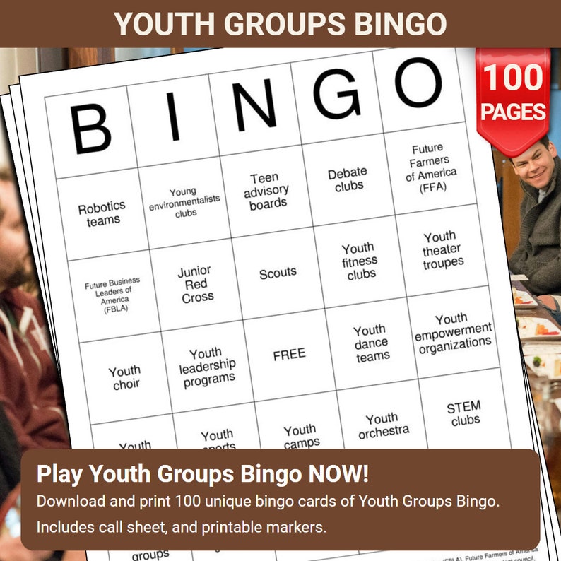 Youth Groups Bingo Cards - 100 Pages to Download and Print - Etsy