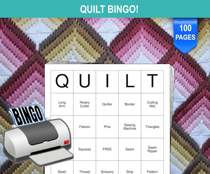 Quilt Bingo Cards 100 Pages Download and Print Bingo Etsy