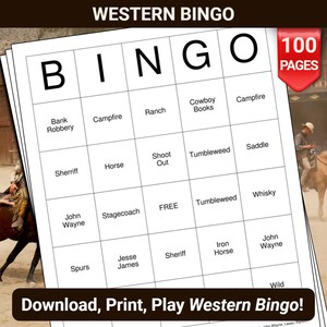 Western Bingo Cards - 100 Pages to Download and Print