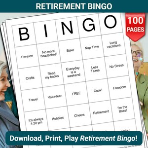 Retirement Bingo Cards - 100 Pages to Download and Print