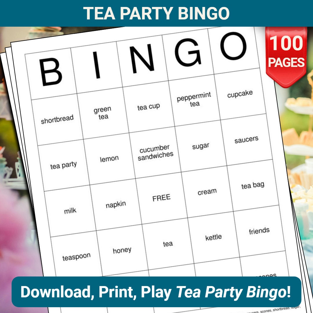 tea party bingo Bingo Cards to Download, Print and Customize!